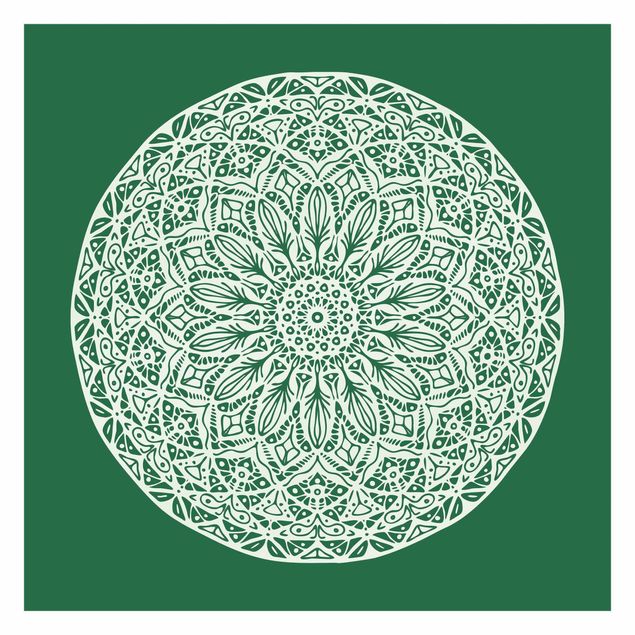 Fototapete - Mandala Ornament vor Grün - Quadrat