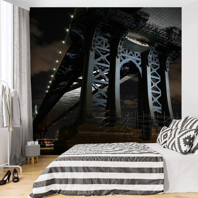 Fototapete - Manhattan Bridge bei Nacht