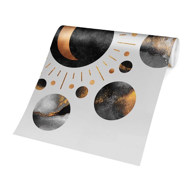 Fototapete - Mondphasen Abstrakt Gold - Quadrat