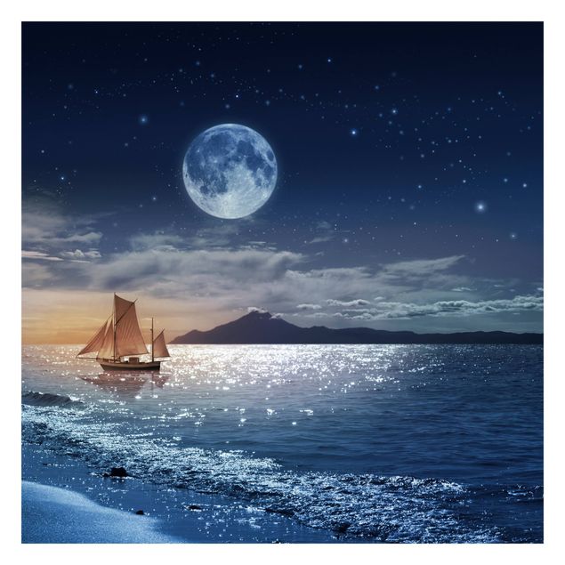 Fototapete - Moon Night Sea
