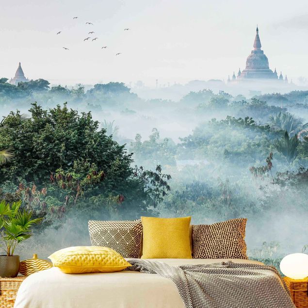 Fototapete - Morgennebel über dem Dschungel von Bagan