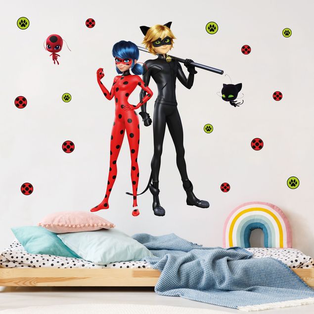 Wandtattoo Miraculous Ladybug und Cat Noir sind bereit