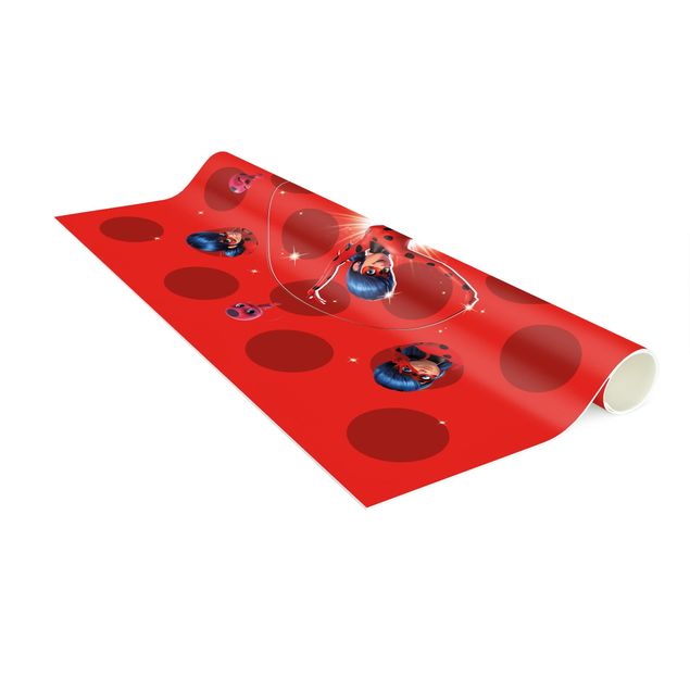 Teppich rot Miraculous Ladybug auf roten Punkten