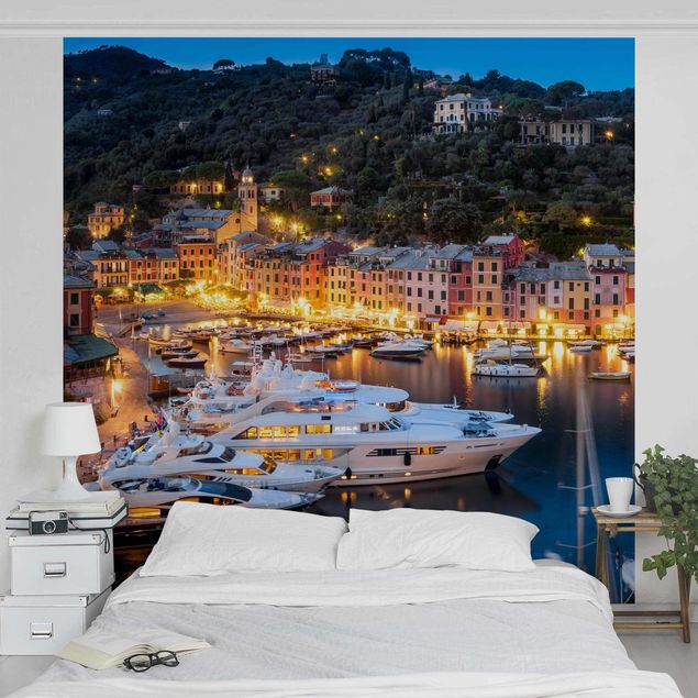 Fototapete - Nacht im Hafen von Portofino