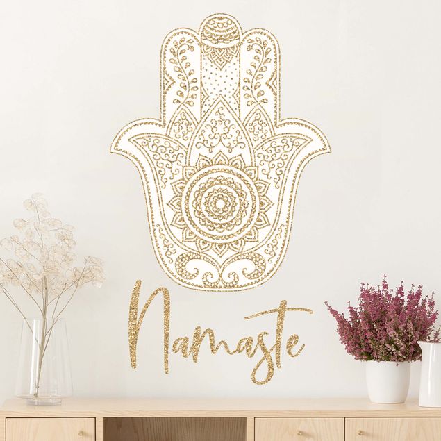 Wandtattoo Zitate Namaste - Hamsa Hand Gold