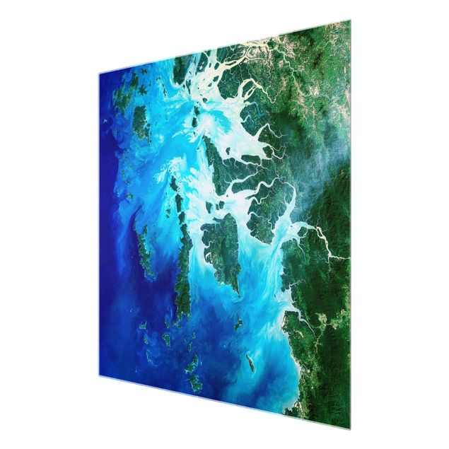 Glasbild - NASA Fotografie Archipel Südostasien - Quadrat