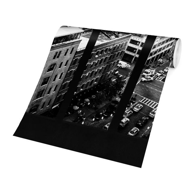 Fototapete - New York Fensterblick schwarz-weiss
