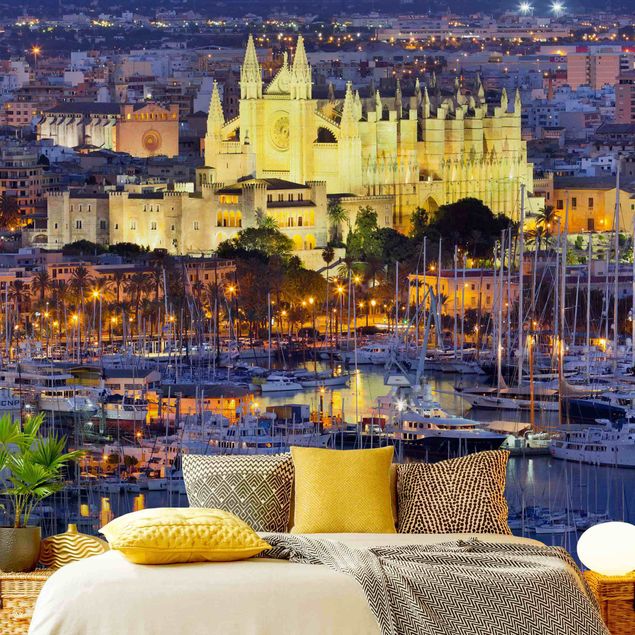 Fototapete - Palma de Mallorca City Skyline und Hafen