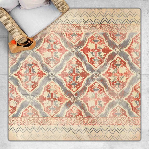 Moderner Teppich Persisches Vintage Muster in Indigo II