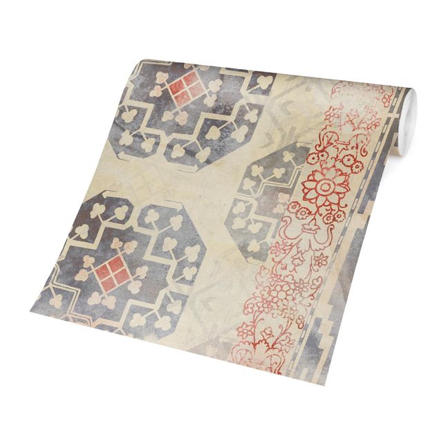 Fototapete - Persisches Vintage Muster in Indigo IV - Quadrat