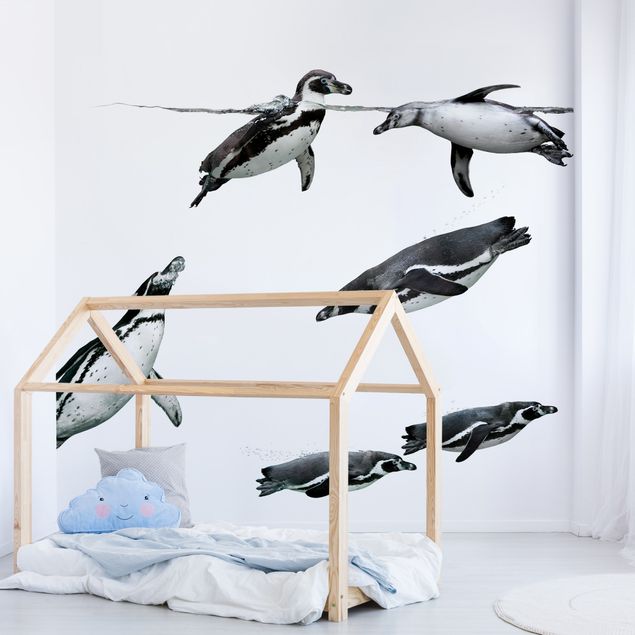 Fototapete - Planschende Pinguine