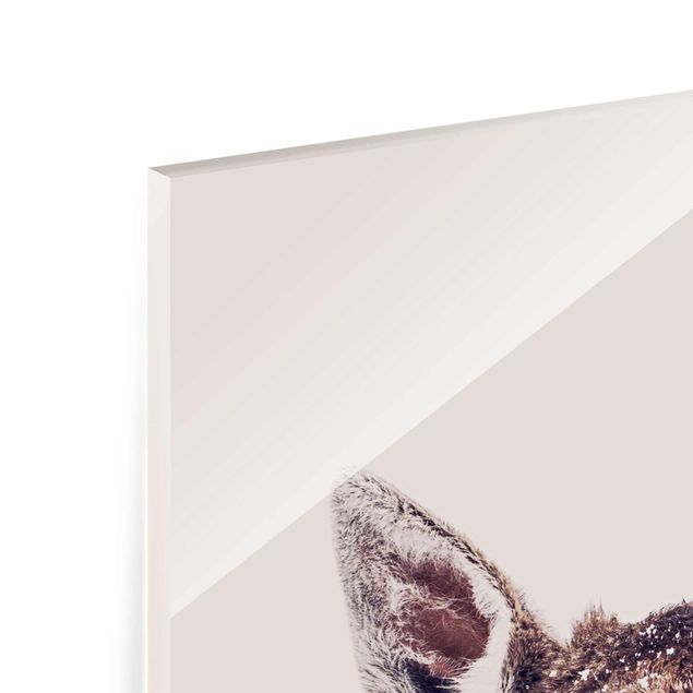 Glasbild - Reh Kitz Portrait - Hochformat
