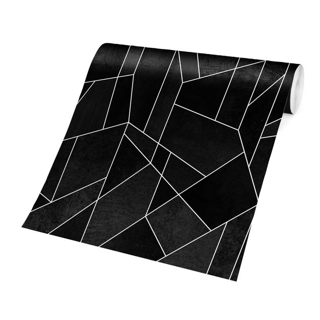 Fototapete - Schwarz Weiß Geometrie Aquarell