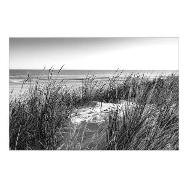 Fototapete - Stranddüne am Meer Schwarz-Weiß