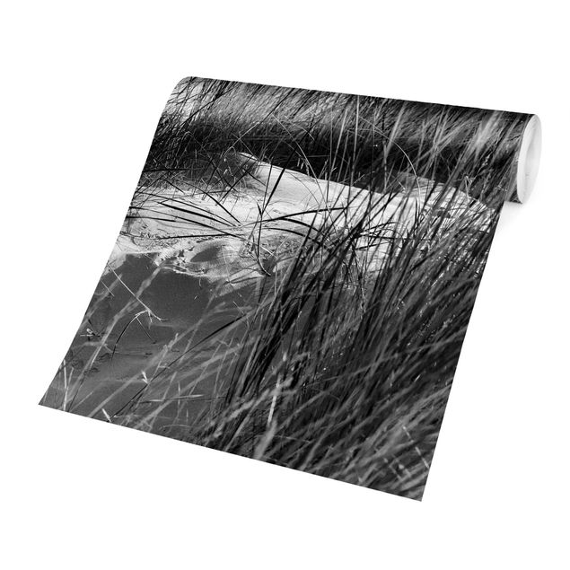 Fototapete - Stranddüne am Meer Schwarz-Weiß