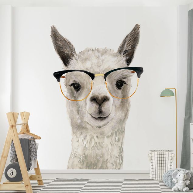 Fototapete - Hippes Lama mit Brille I