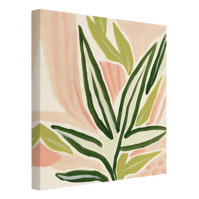 Leinwandbild Natur - Tropische Pastellblätter - Quadrat 1:1