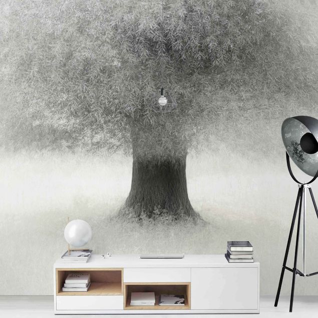 Fototapete - Verträumter Baum in Weiß