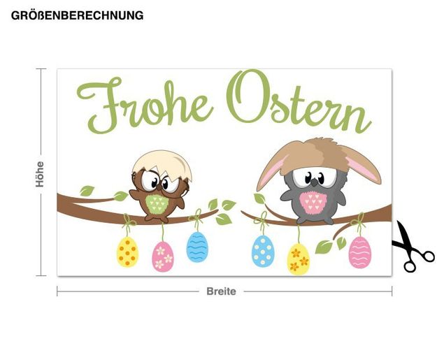 Waldtiere Wandtattoo Eulen wünschen frohe Ostern