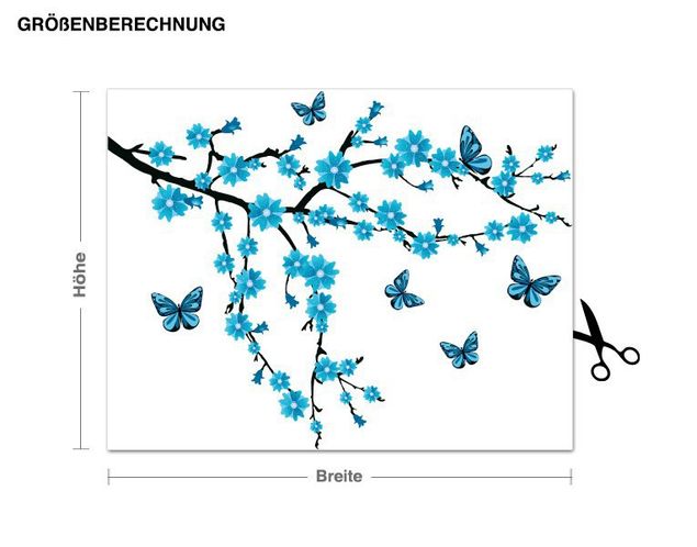 Baum Wandtattoo Floraler Zweig mit Schmetterlingen
