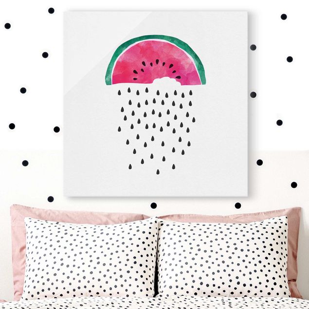 Magnettafel Glas Wassermelonen Regen