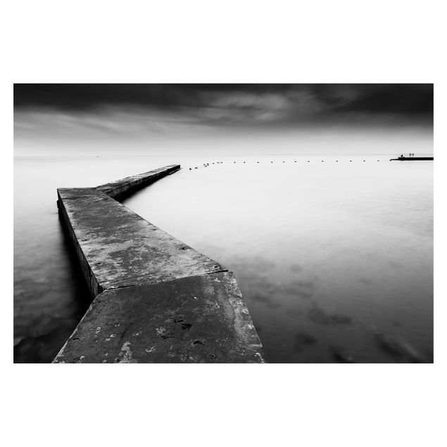 Fototapete - Weiter Pier schwarz-weiß