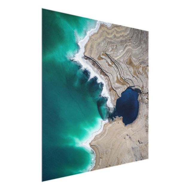 Glasbild - Wilde Küstenbucht in Israel - Quadrat
