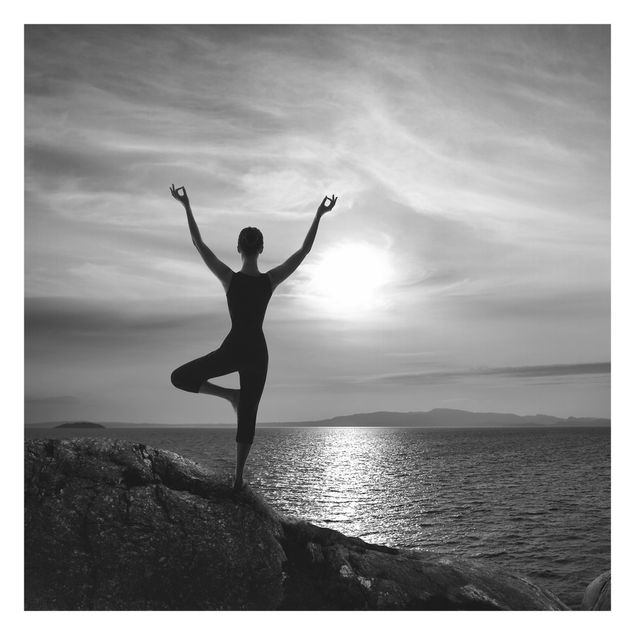 Fototapete - Yoga schwarz weiß