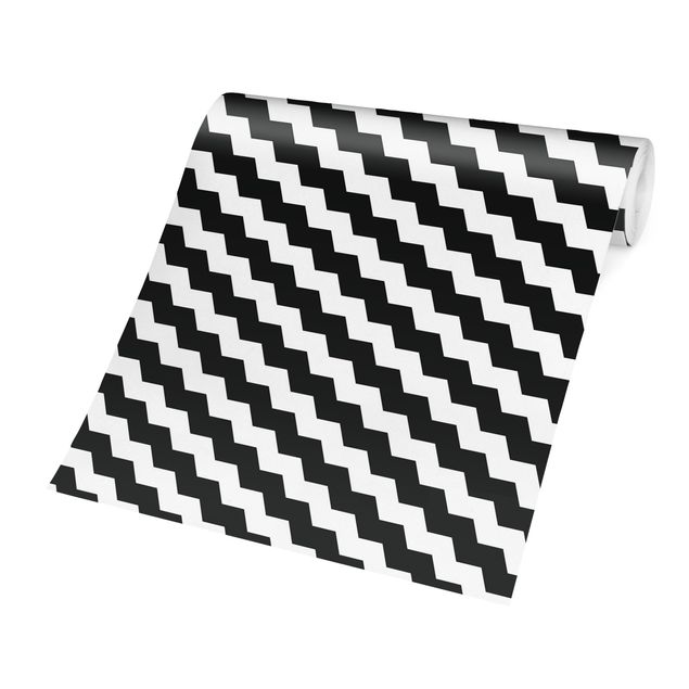 Fototapete - Zick Zack Geometrie Muster Schwarz-Weiß