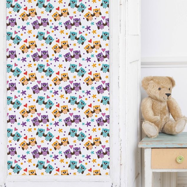 Möbelfolie Kinderzimmer - Süßes Kinderzimmer-Muster mit verliebten Eulen