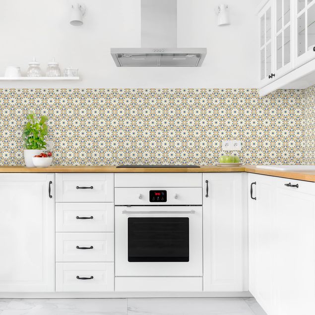 Küchenrückwand - Orientalisches Muster mit gelben Sternen