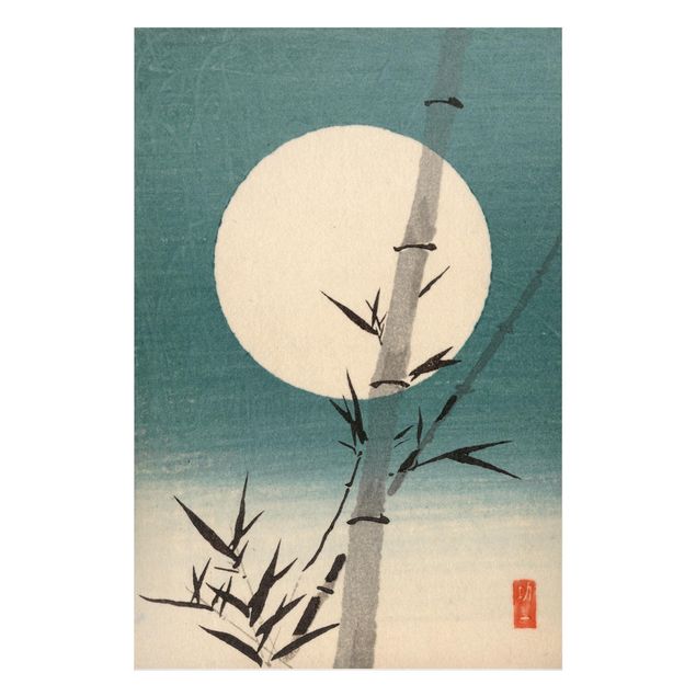 Magnettafel - Japanische Zeichnung Bambus und Mond - Memoboard Hochformat 3:2