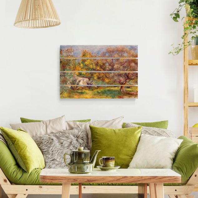 Holzbild - Auguste Renoir - Garten mit Olivenbäumen - Querformat 2:3
