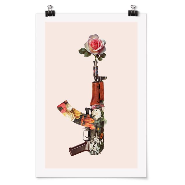Poster - Jonas Loose - Waffe mit Rose - Hochformat 3:2