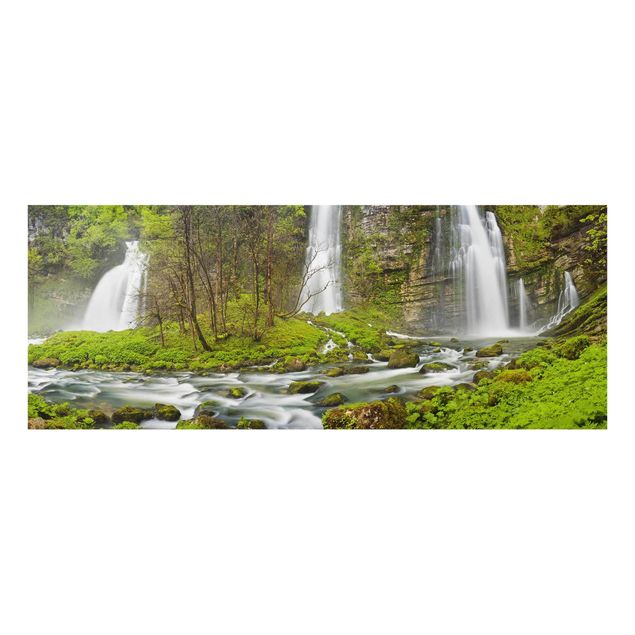 Glasbild - Wasserfälle Cascade de Flumen - Panorama