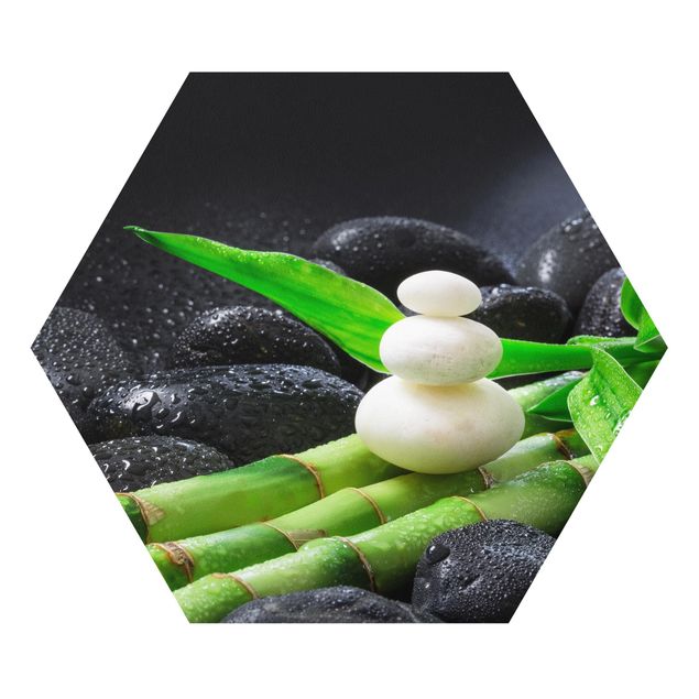 Hexagon Bild Forex - Weiße Steine auf Bambus