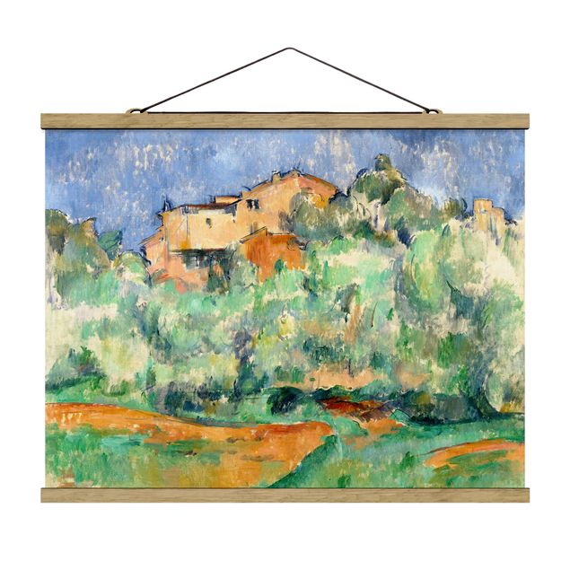 Stoffbild mit Posterleisten - Paul Cézanne - Haus auf Anhöhe - Querformat 4:3