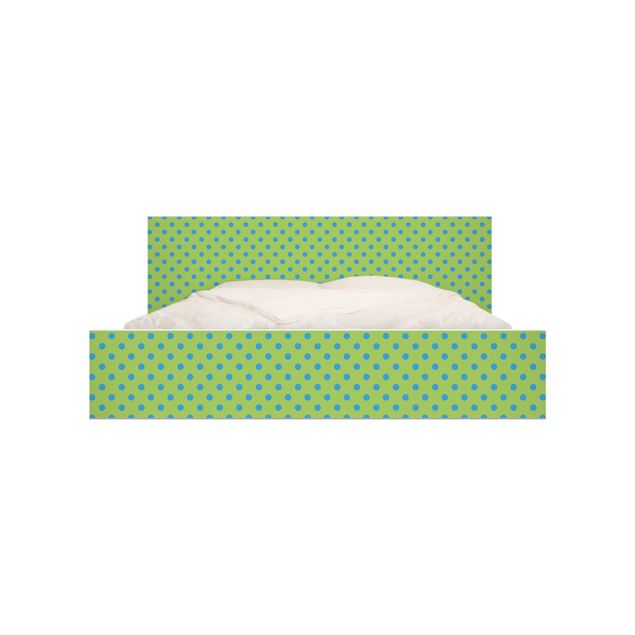 Möbelfolie für IKEA Malm Bett niedrig 140x200cm - Klebefolie No.DS92 Punktdesign Girly Grün
