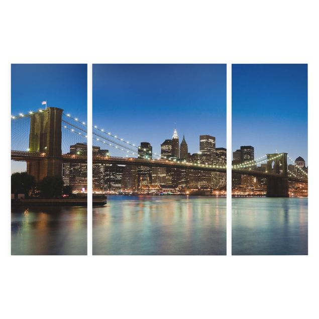 Leinwandbild 3-teilig - Brooklyn Brücke in New York - Triptychon