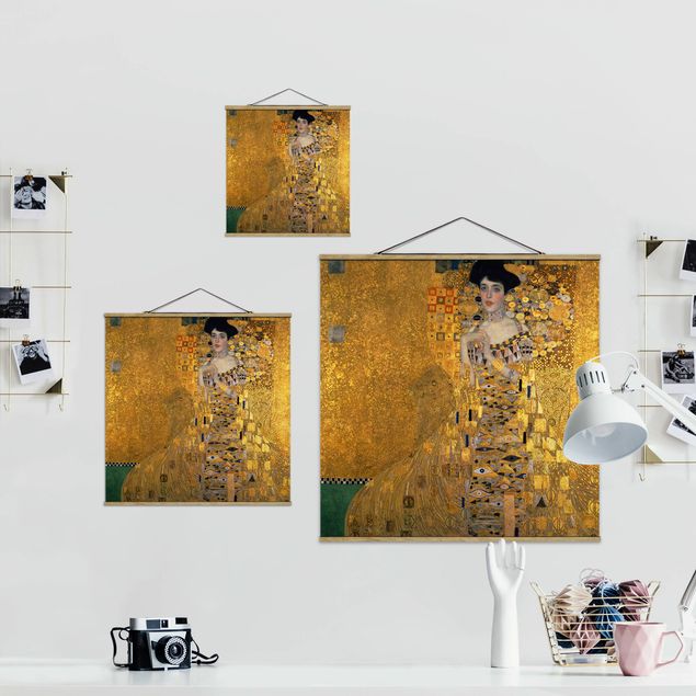 Stoffbild mit Posterleisten - Gustav Klimt - Adele Bloch-Bauer I - Quadrat 1:1
