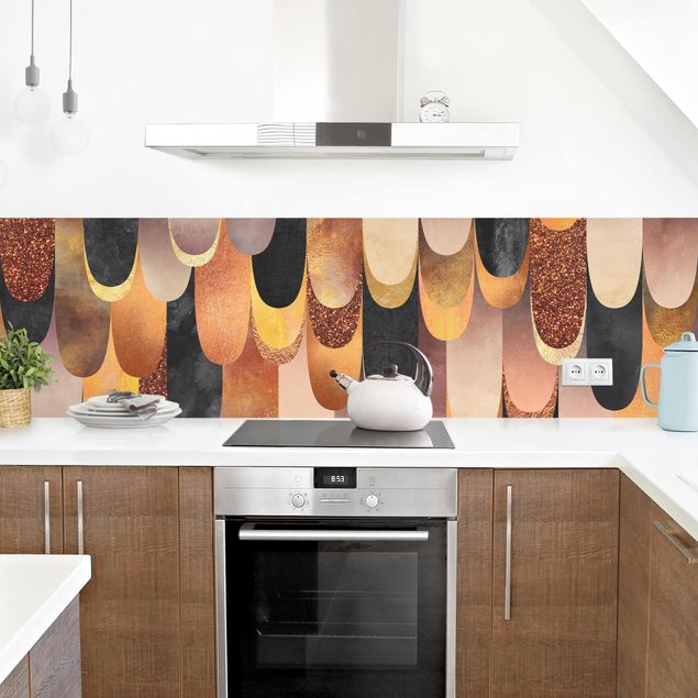 Küchenrückwand - Federn Bronze Schwarz