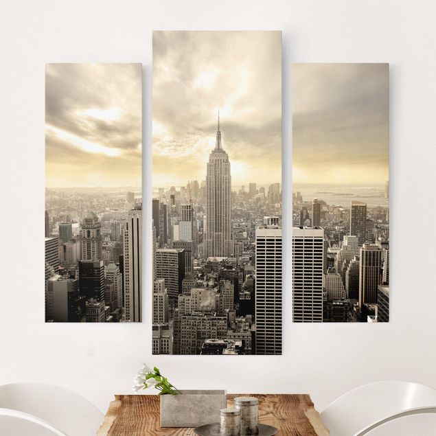 Leinwandbild 3-teilig - Manhattan Dawn - Galerie Triptychon