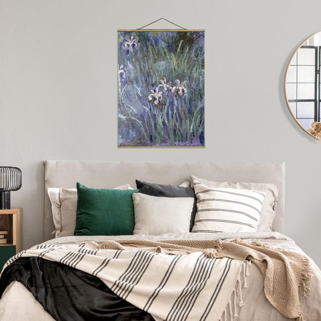 Stoffbild mit Posterleisten - Claude Monet - Schwertlilien - Hochformat 3:4
