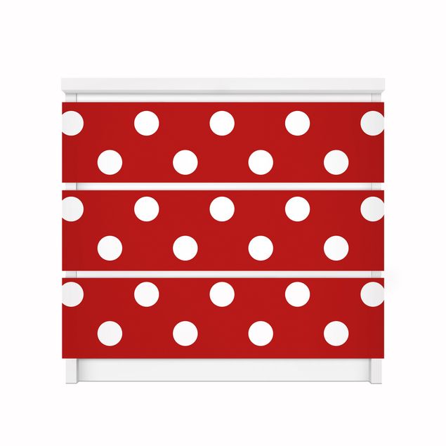 Möbelfolie für IKEA Malm Kommode - Klebefolie No.DS92 Punktdesign Girly Rot