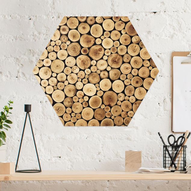 Hexagon Bild Alu-Dibond - Homey Firewood