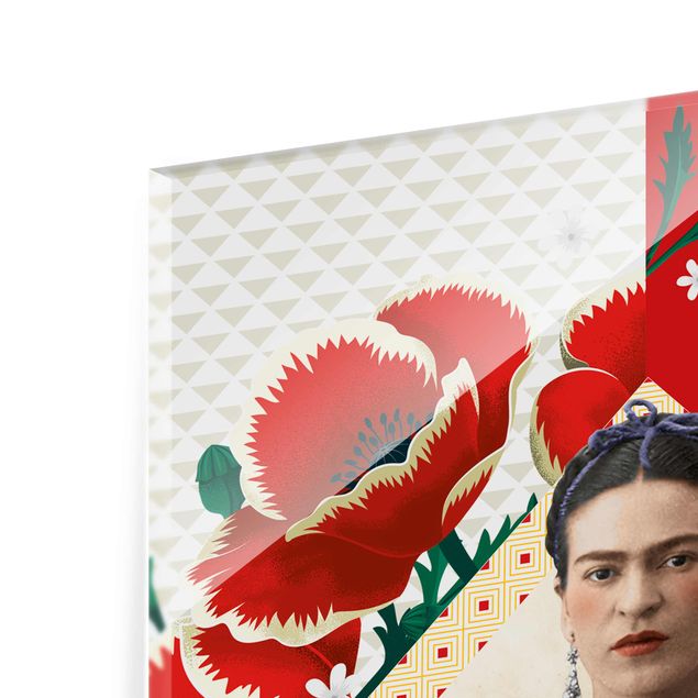 Glasbild - Frida Kahlo - Mohnblüten - Hochformat 3:4