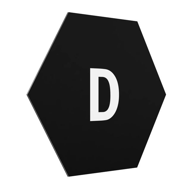Hexagon Bild Alu-Dibond - Buchstabe Schwarz D