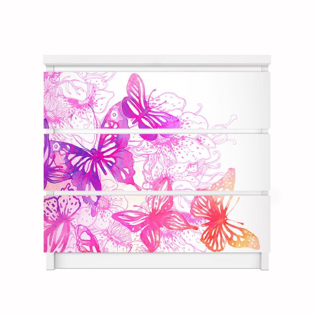 Möbelfolie für IKEA Malm Kommode - Klebefolie Schmetterlingstraum