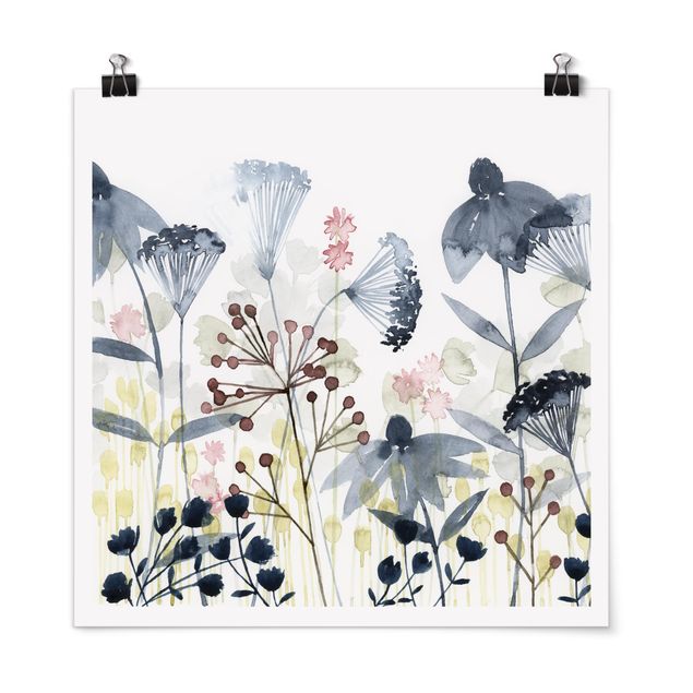 Poster - Wildblumen Aquarell I - Quadrat 1:1