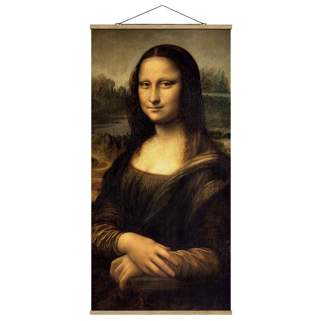 Stoffbild mit Posterleisten - Leonardo da Vinci - Mona Lisa - Hochformat 1:2